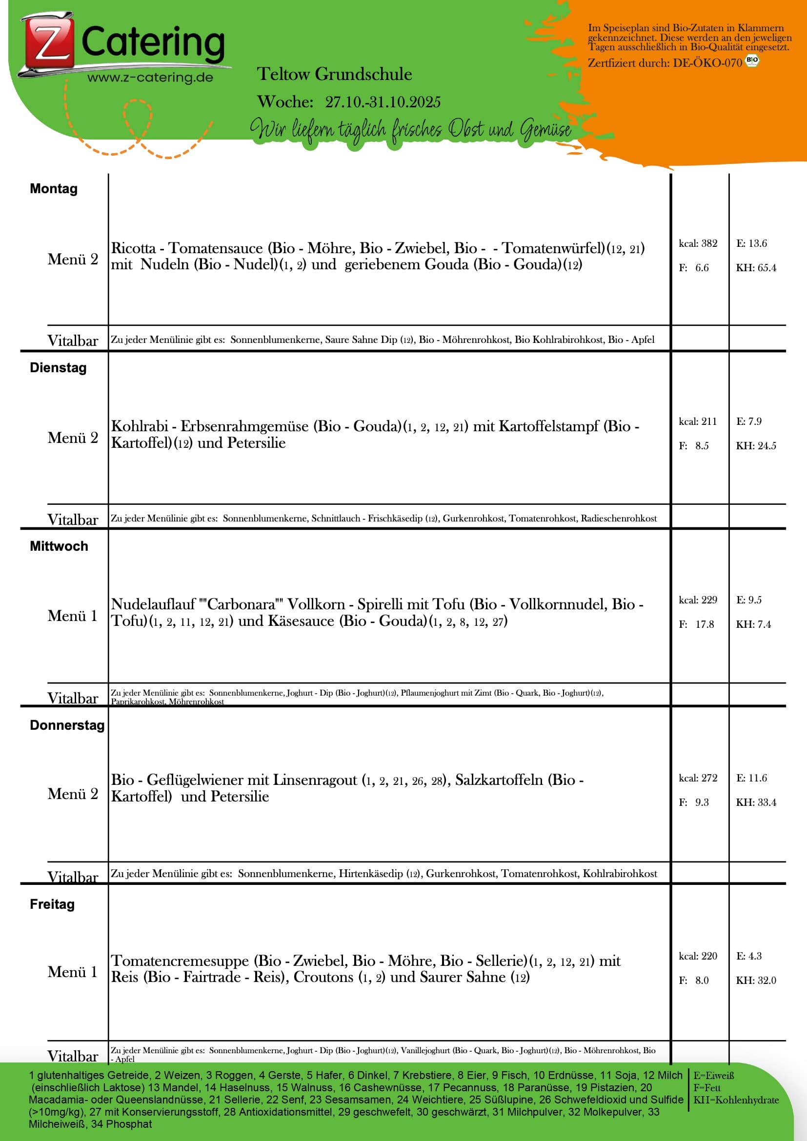 Speiseplan - Kalenderwoche 44
